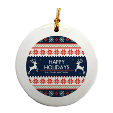 Volume One Ornament - Happy Holidays Eau Claire (Christmas Sweater)