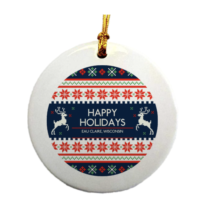 Ornament - Happy Holidays Eau Claire (Christmas Sweater)
