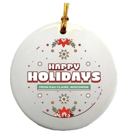 Volume One Ornament - Happy Holidays Eau Claire (Tan)