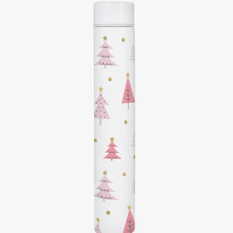 Volume One Flask Bottle - Pink Holiday Trees
