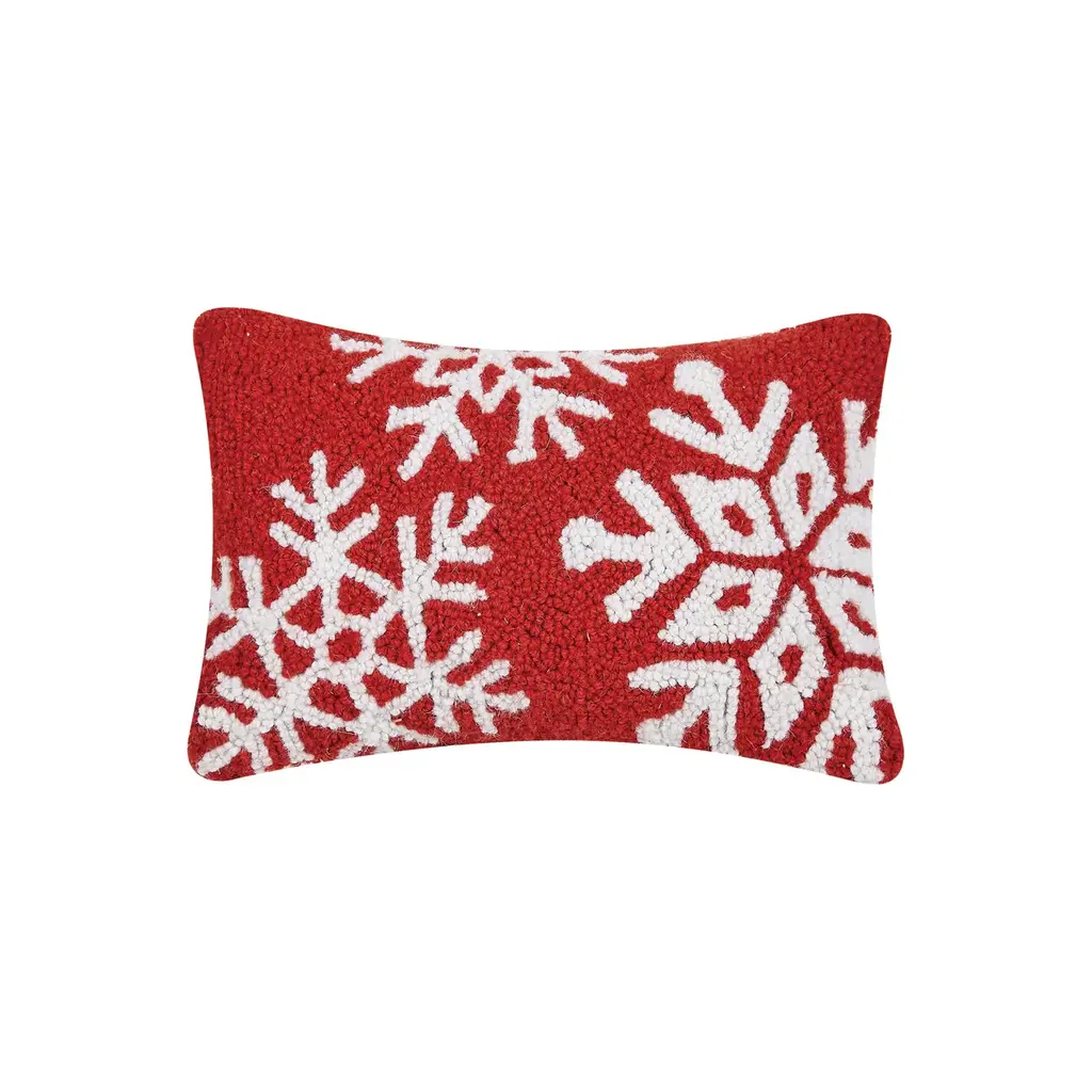 Peking Handicraft Hook Pillow Snowflakes (Red/White)