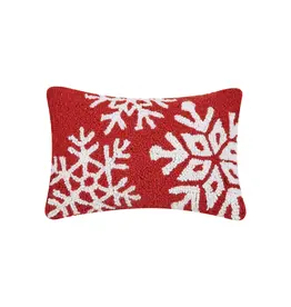 Peking Handicraft Hook Pillow Snowflakes (Red/White)
