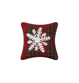 Plaid Snowflake Embroidered Pillow