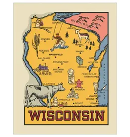 Wisconsin Dairy Cow Vintage Map Magnet