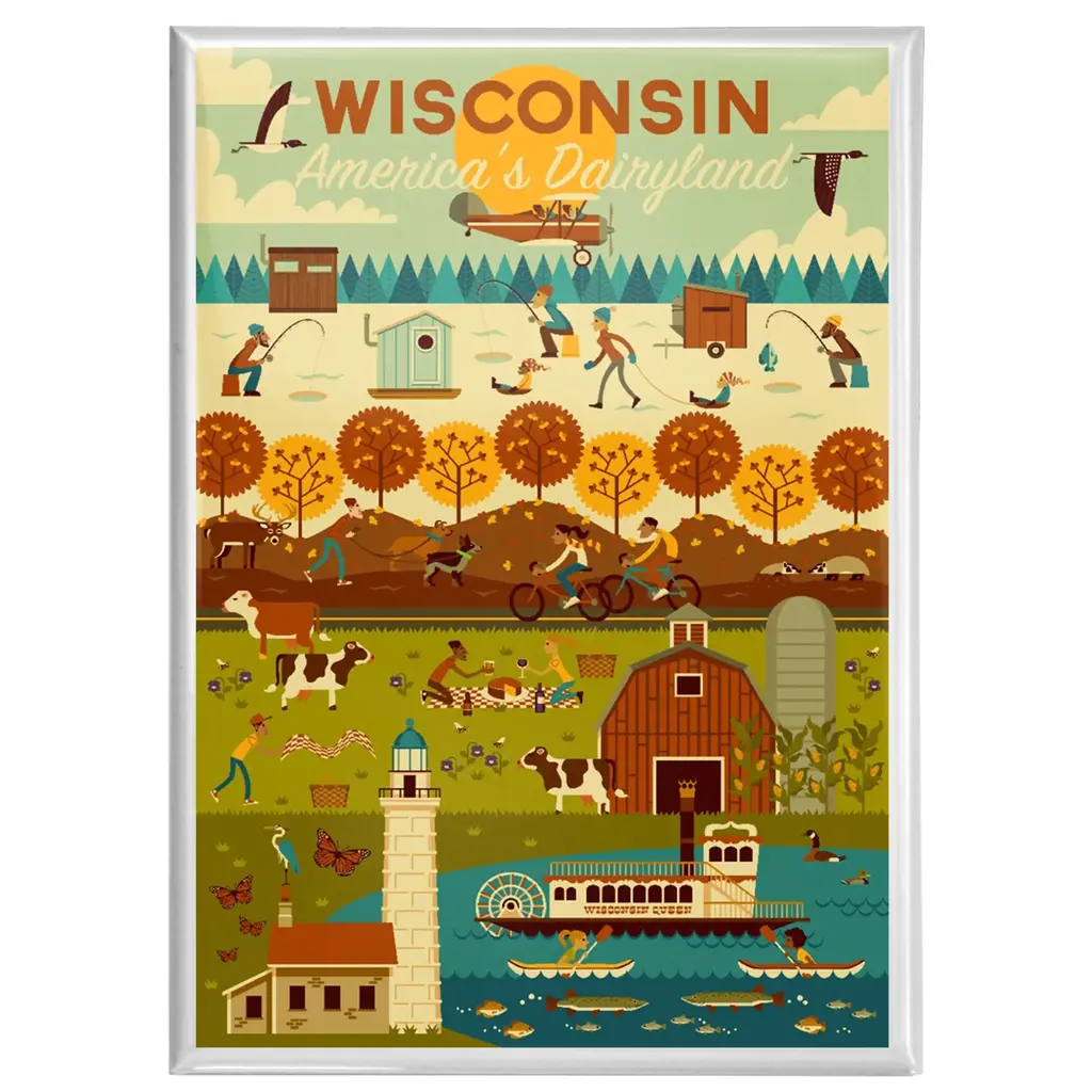 Lantern Press Magnet - Wisconsin Geometric
