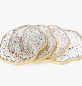 Khen Glassware Gold Rim Holiday Coaster