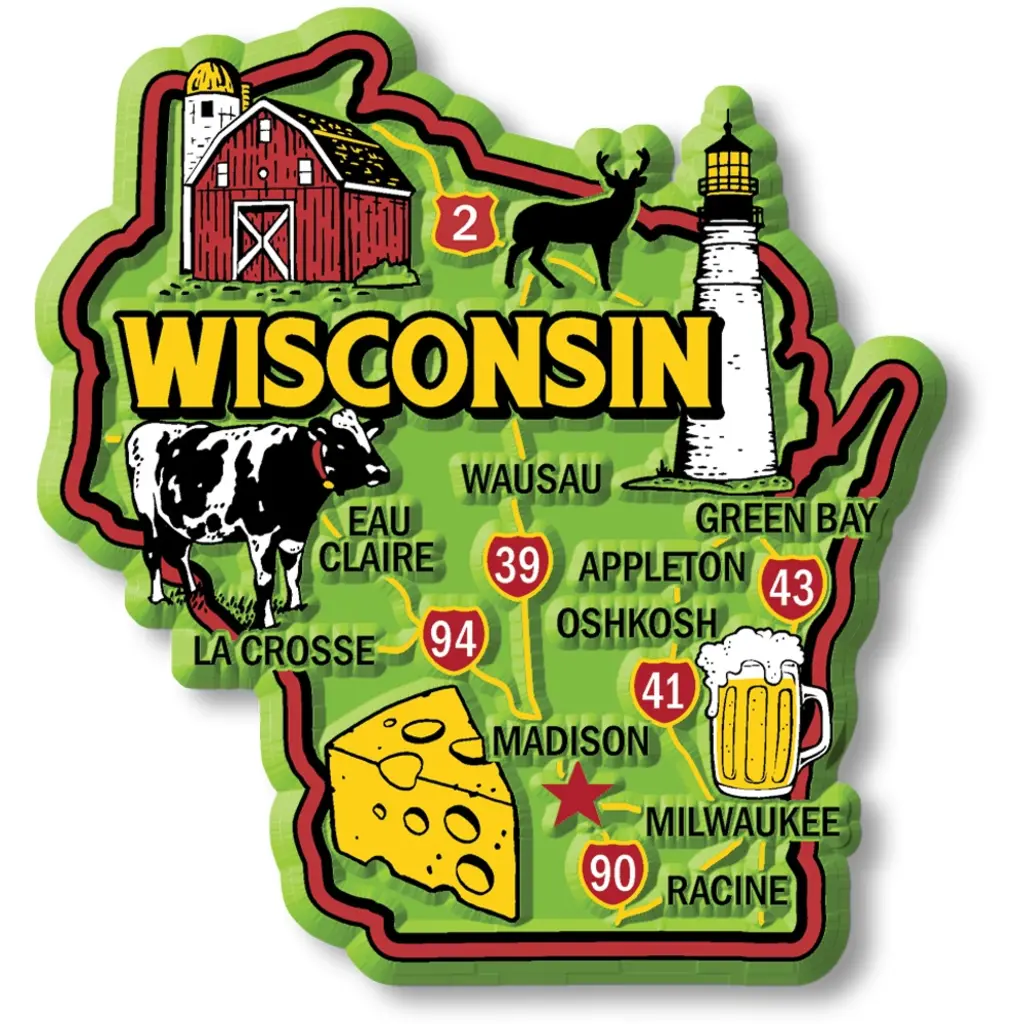 Volume One Wisconsin Colorful State Magnet