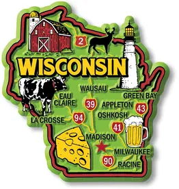 Volume One Wisconsin Colorful State Magnet