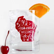 Jack & Joie Wisconsin Old Fashioned Glass (Red)