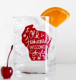 Jack & Joie Wisconsin Old Fashioned Glass (Red)