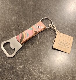 Marbled Leather Bottle Opener Keychain