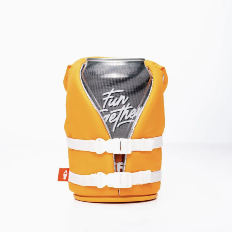 Puffin Drinkware Beverage Koozie Life Vest - Apricot