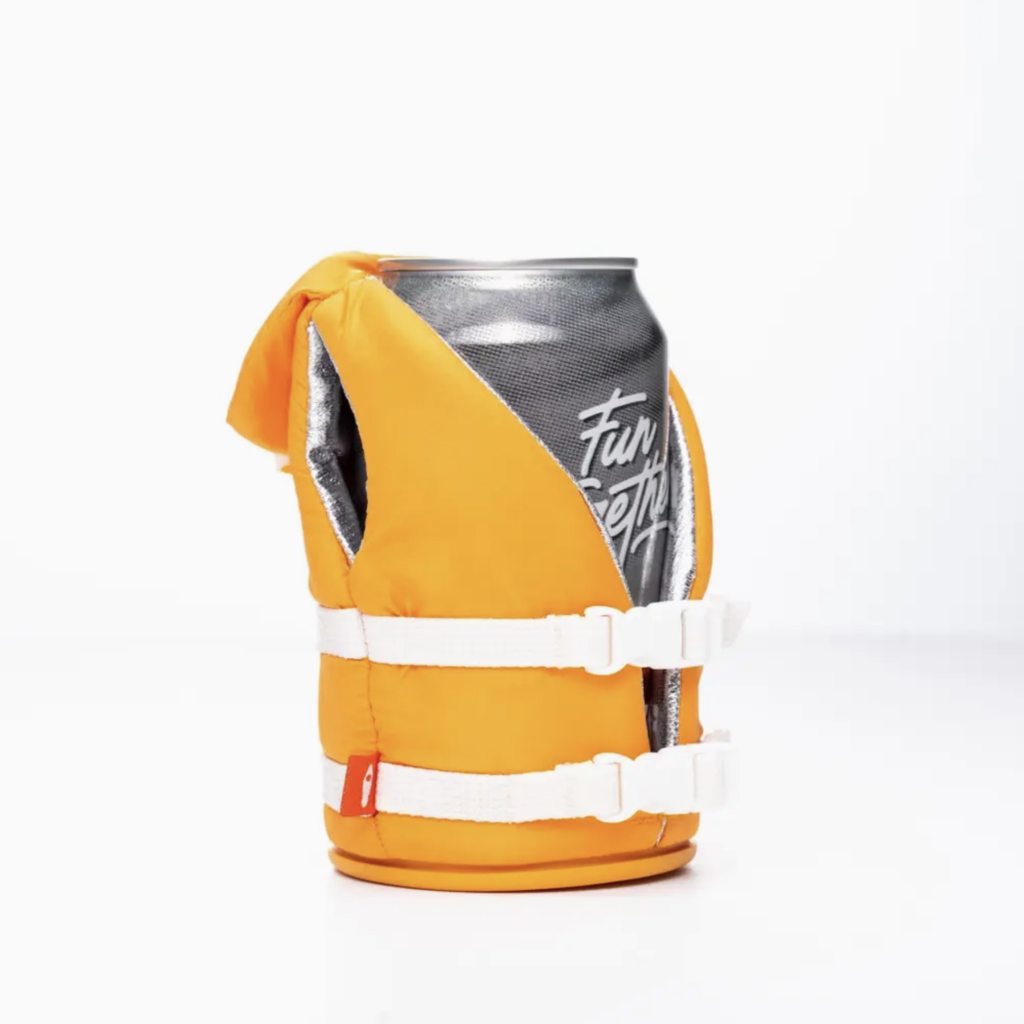 Puffin Drinkware Beverage Koozie Life Vest - Apricot