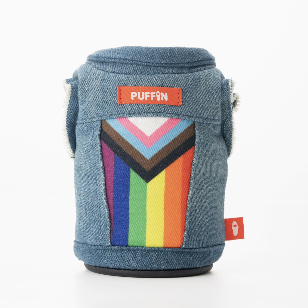Puffin Drinkware Beverage Koozie Denim Vest - Pride