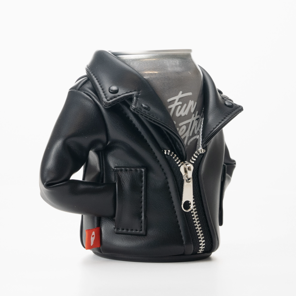 Puffin Drinkware Beverage Koozie Leather - Black