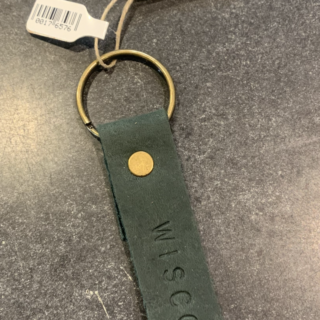 Blu Mountain Co. Leather Stamped Key Fob - Wisco Green