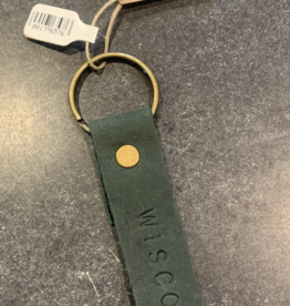 Leather Stamped Key Fob - Wisco Green