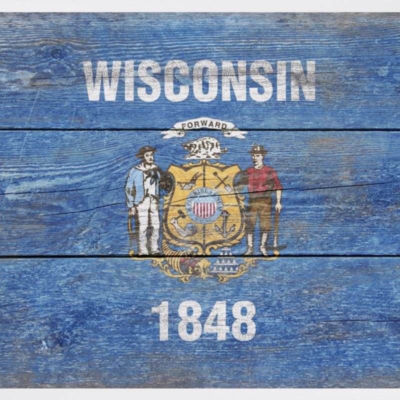 Volume One Postcard - Rustic Wisconsin State Flag