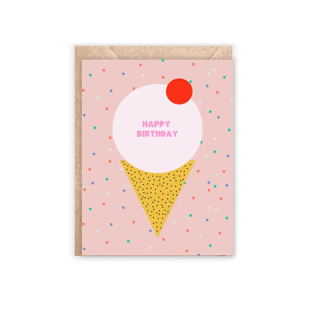 Ice Cream Cone Happy Birthday Card