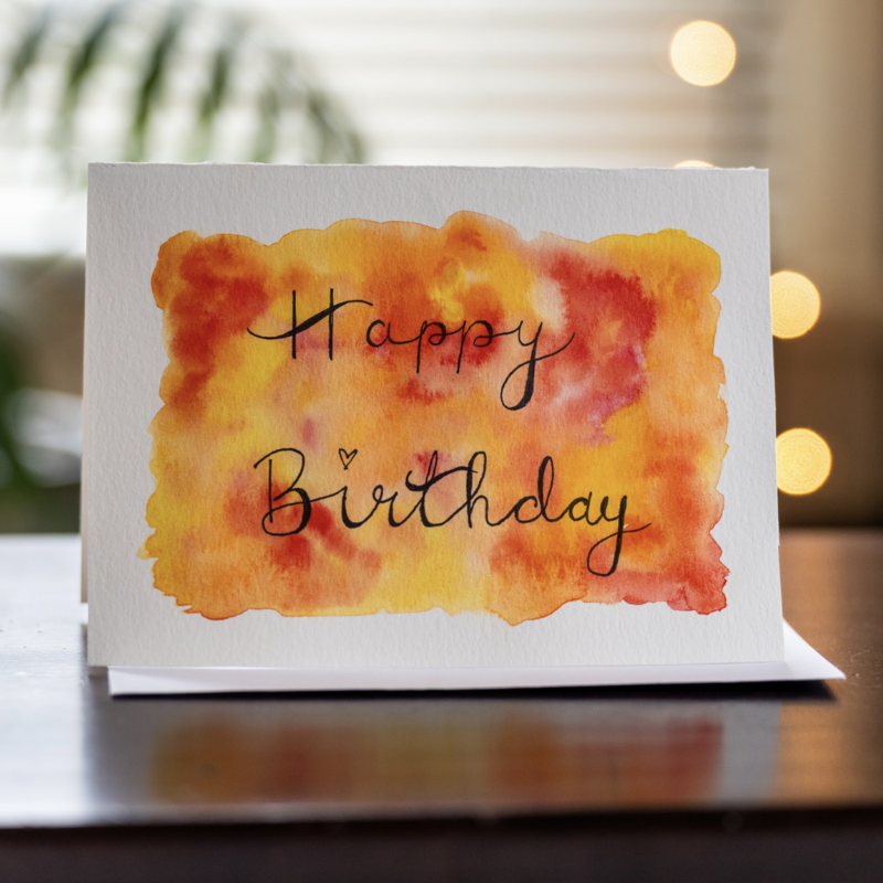Happy Birthday W/ Blotch of Color Greeting Card