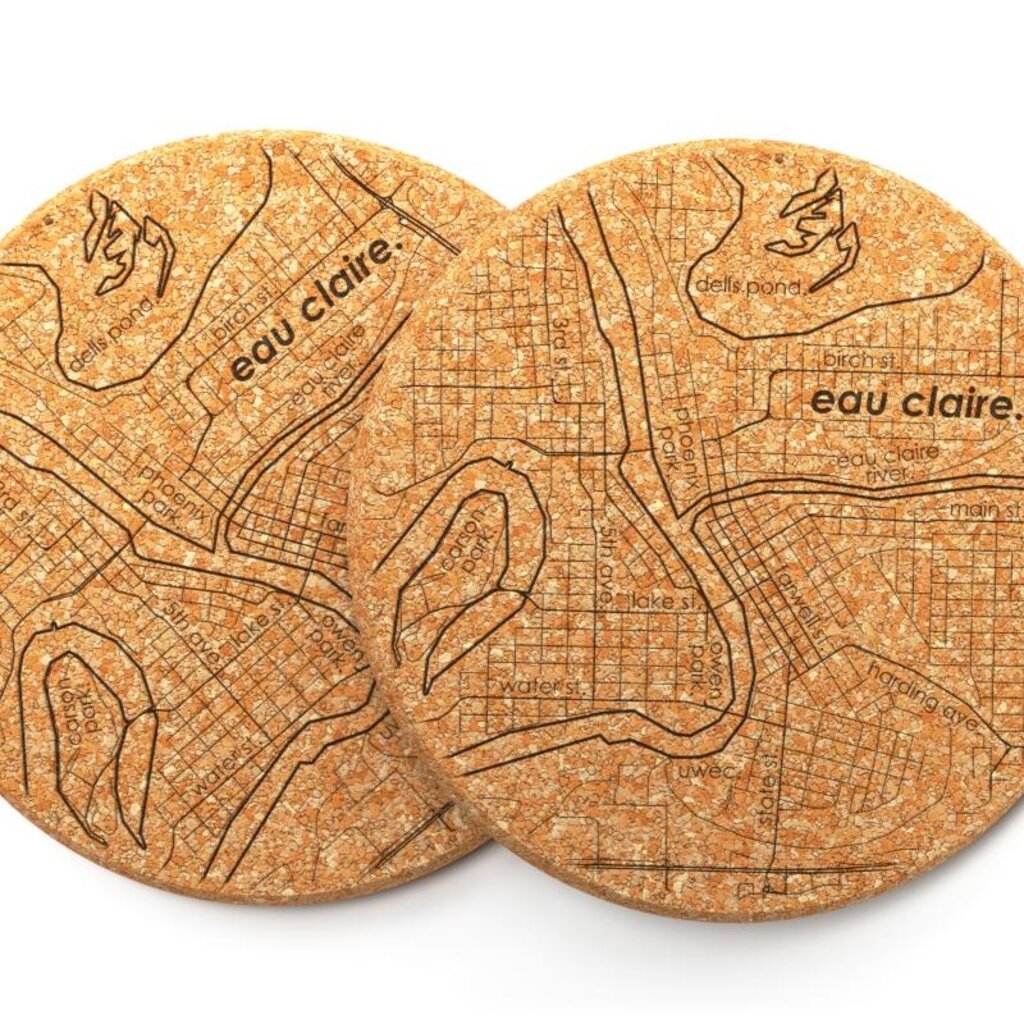 Eau Claire Cork Coasters - Set of 2