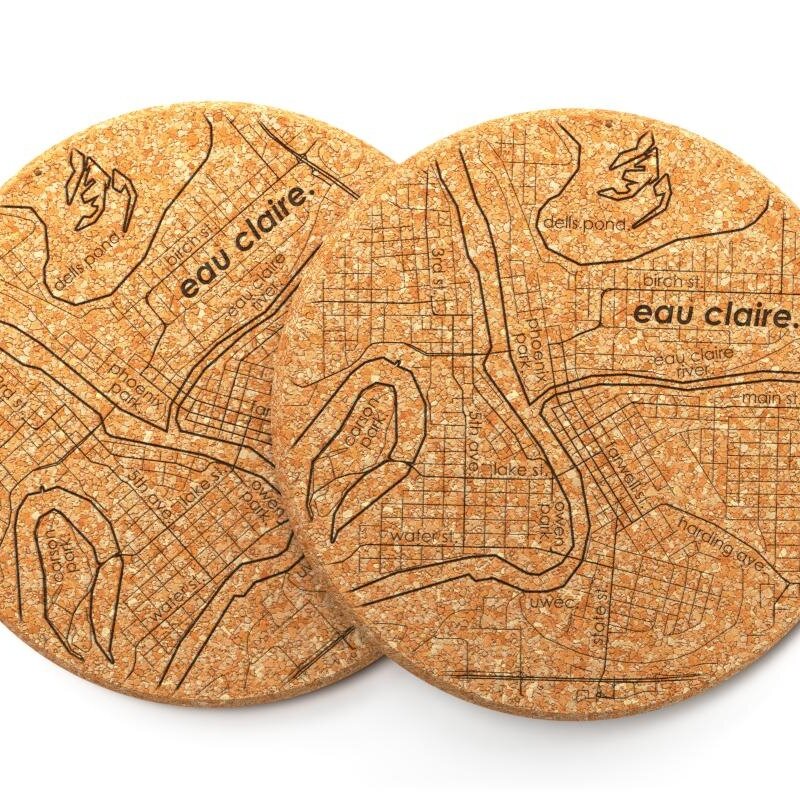 Eau Claire Cork Coasters - Set of 2