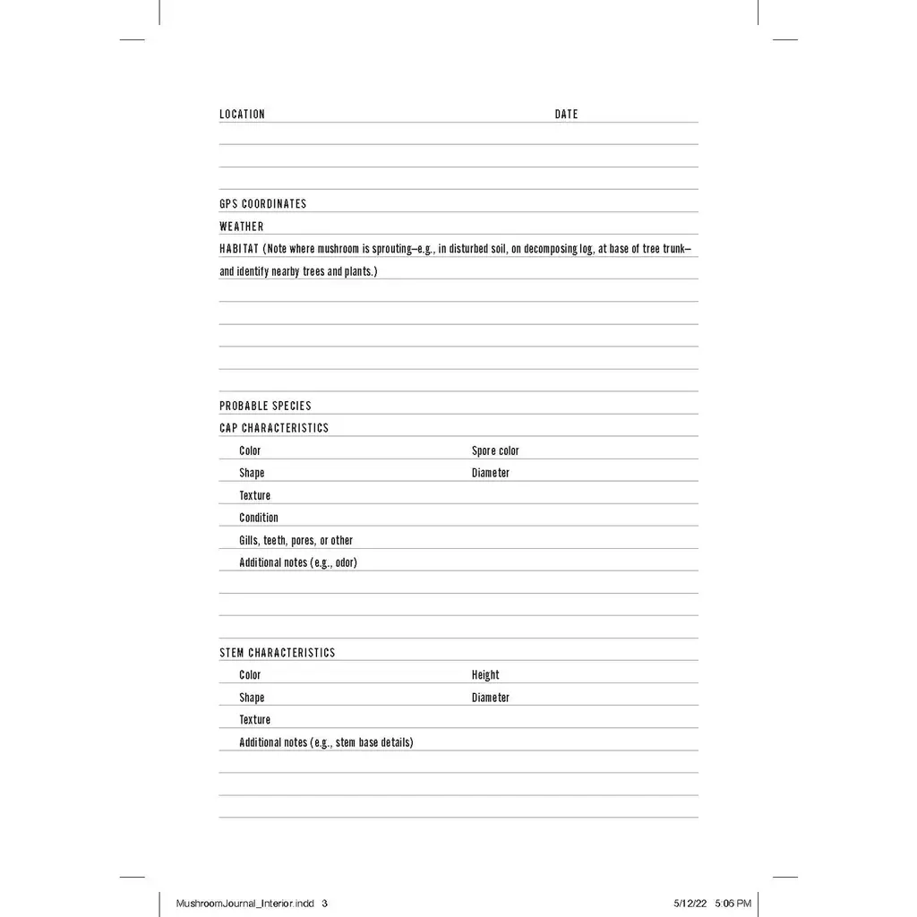 Mountaineers Books Mushroom Logbook