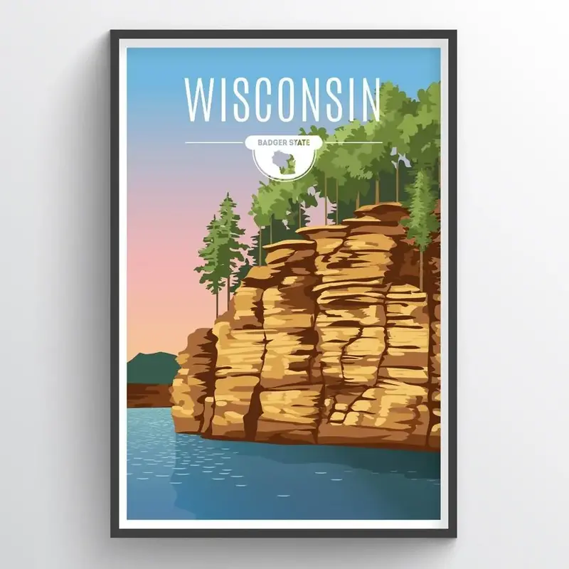 Two Point Design Group Wisconsin State Illustration Print
