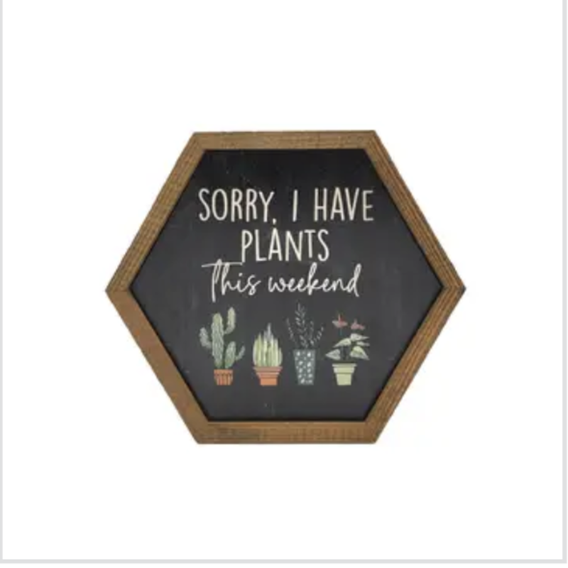 Driftless Studios Hexagon Garden Sign - Sorry, I have Plants