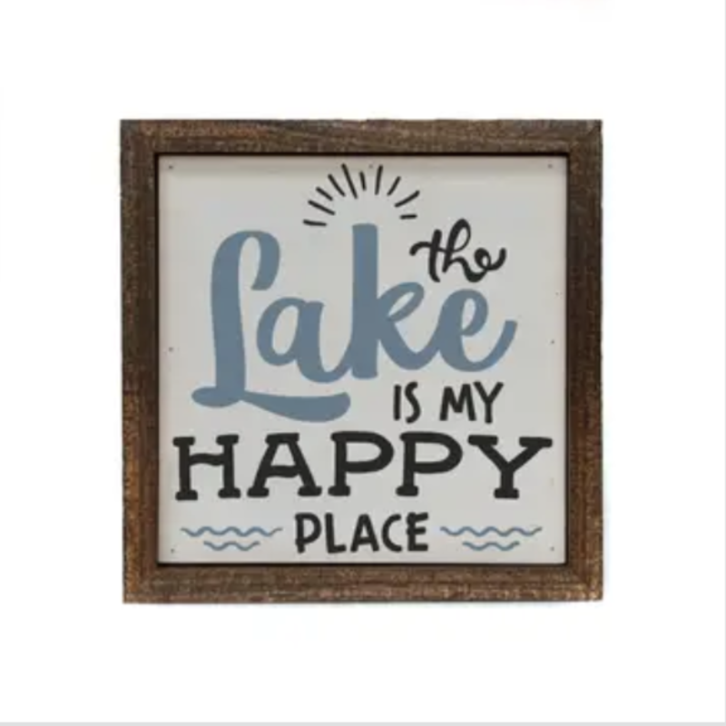6x6 wood sign - The Lake Is My Happy Place