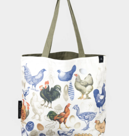 Chicken and Eggs Canvas Shoulder Tote