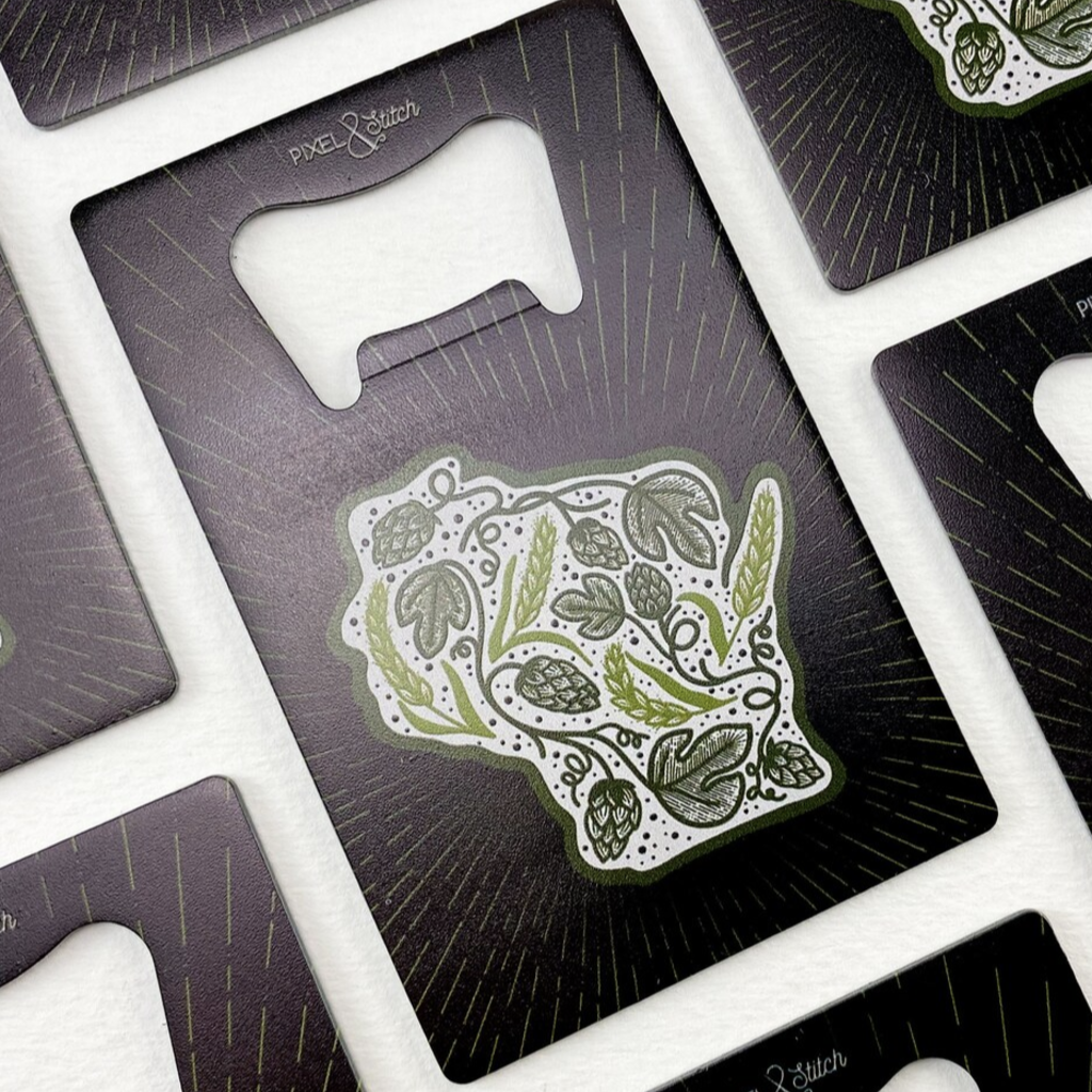 Pixel & Stitch My Hoppy Place Wisconsin Metal Bottle Opener