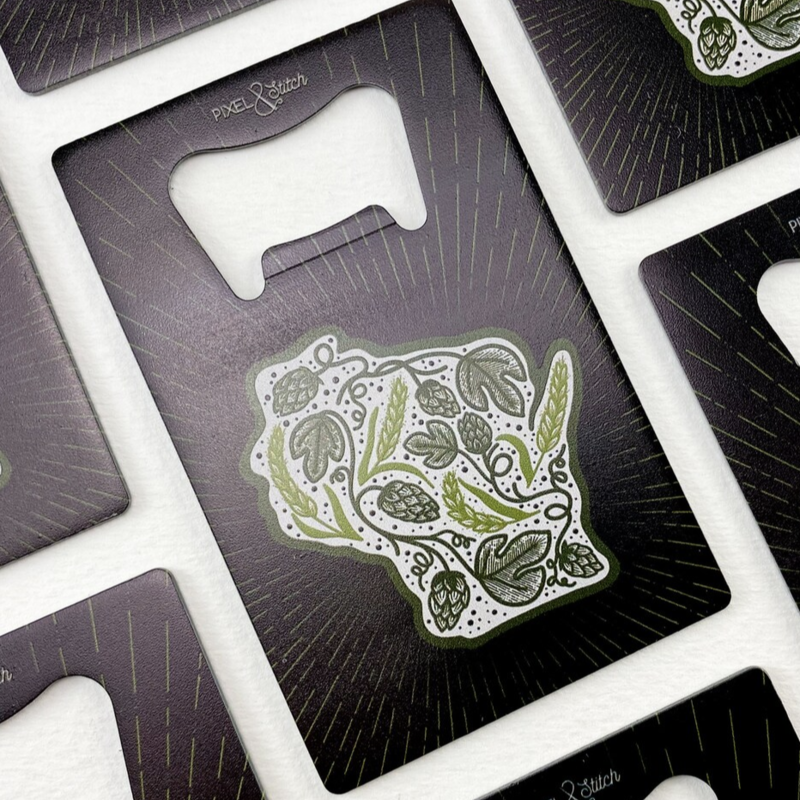 Pixel & Stitch My Hoppy Place Wisconsin Metal Bottle Opener