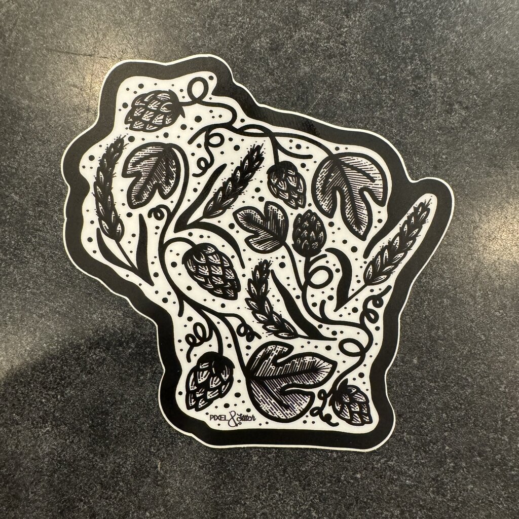 Pixel & Stitch Sticker - My Hoppy Place WI  3" Vinyl