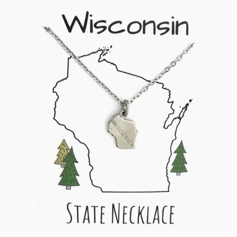 Dreamspirits Dreamspirits Silver Wisconsin State Necklace