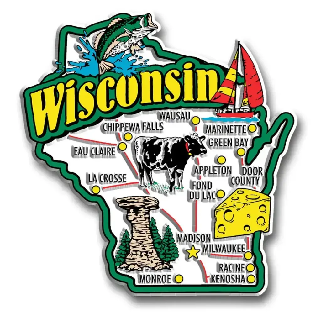 7 Star (Faire) Wisconsin Jumbo State Magnet