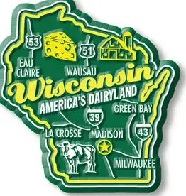 7 Star (Faire) Wisconsin Premium State Magnet (Green and Yellow)