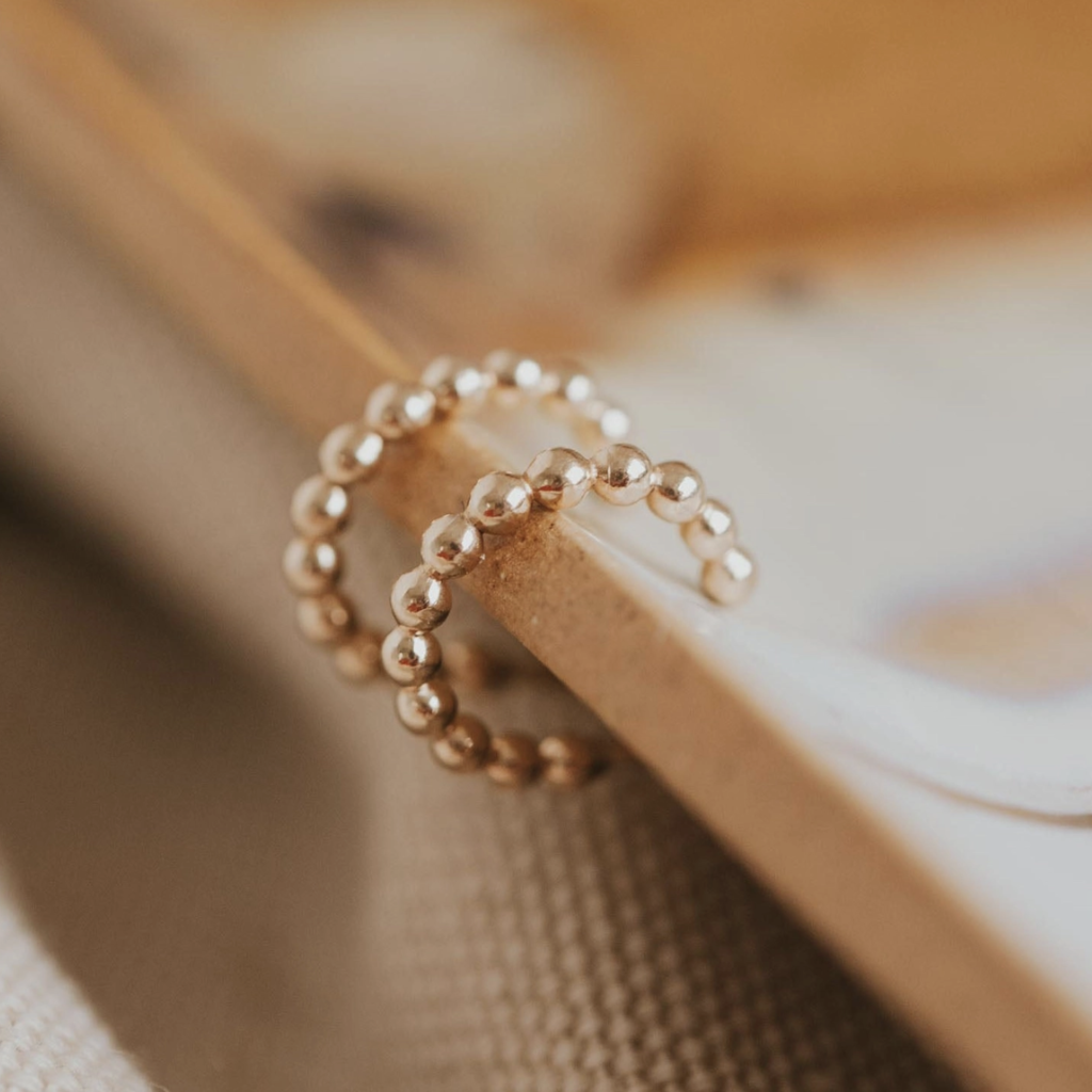 Hello Adorn Jewelry Hello Adorn - Beaded Huggie Hoops - Gold