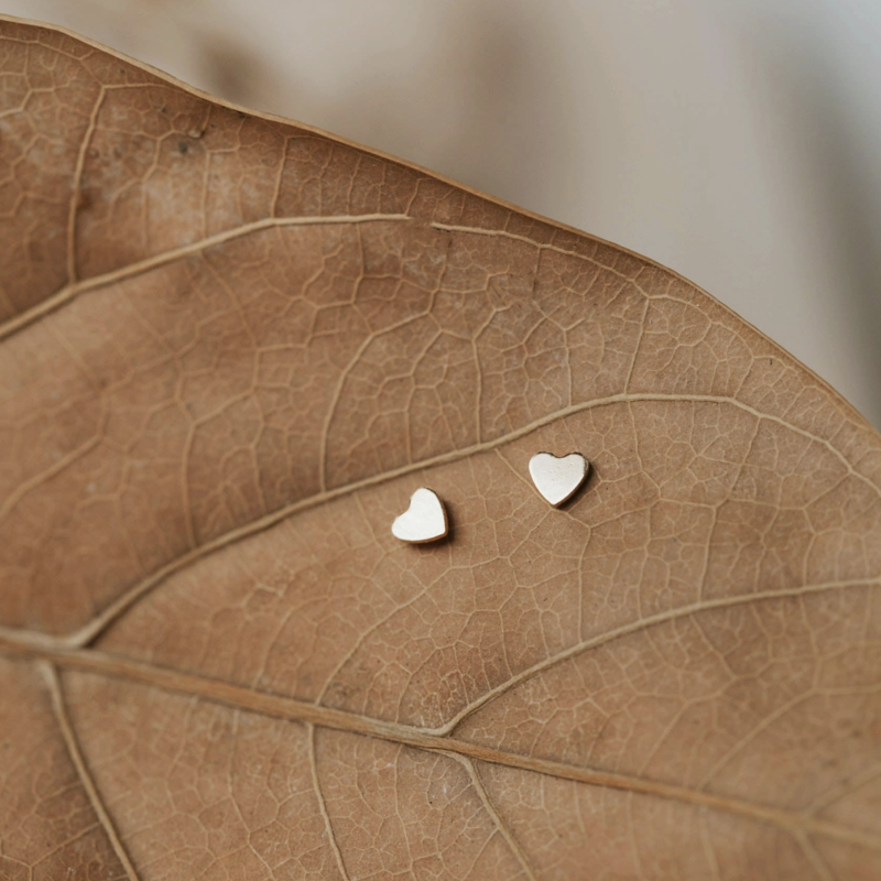 Hello Adorn Jewelry Tiny Heart Studs - Silver