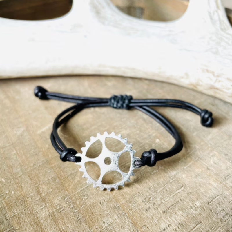 Bike Gear Leather Bracelet