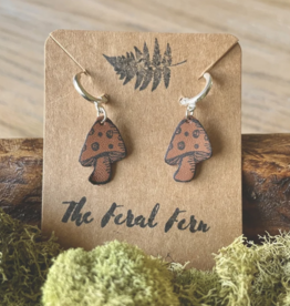 The Feral Fern Co Leather Toadstool Mushroom Earrings
