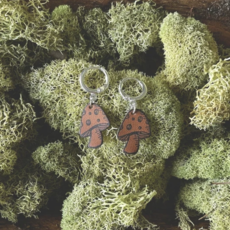The Feral Fern Co Leather Toadstool Mushroom Earrings