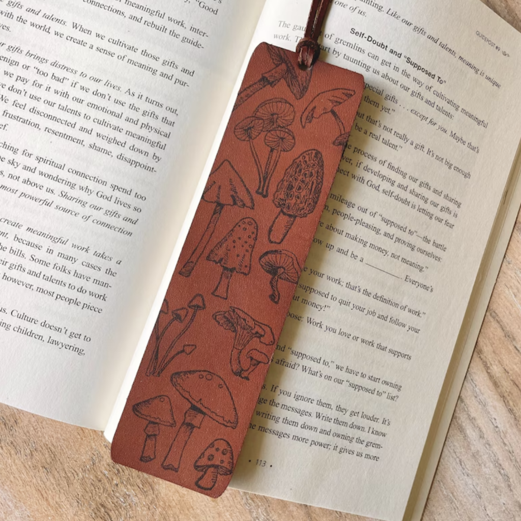 Leather Mushroom Bookmark