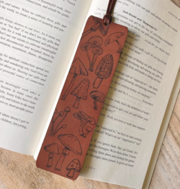 The Feral Fern Co Leather Mushroom Bookmark