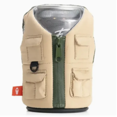 Puffin Drinkware Beverage Koozie Vest - Adventurer Tan and Olive Green