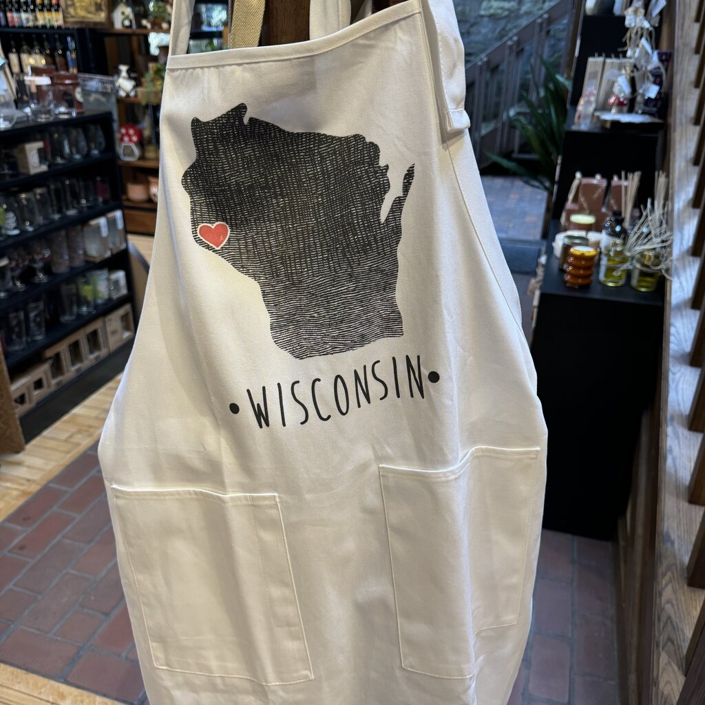 White Wisconsin Heart Apron