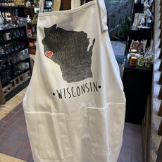 White Wisconsin Heart Apron