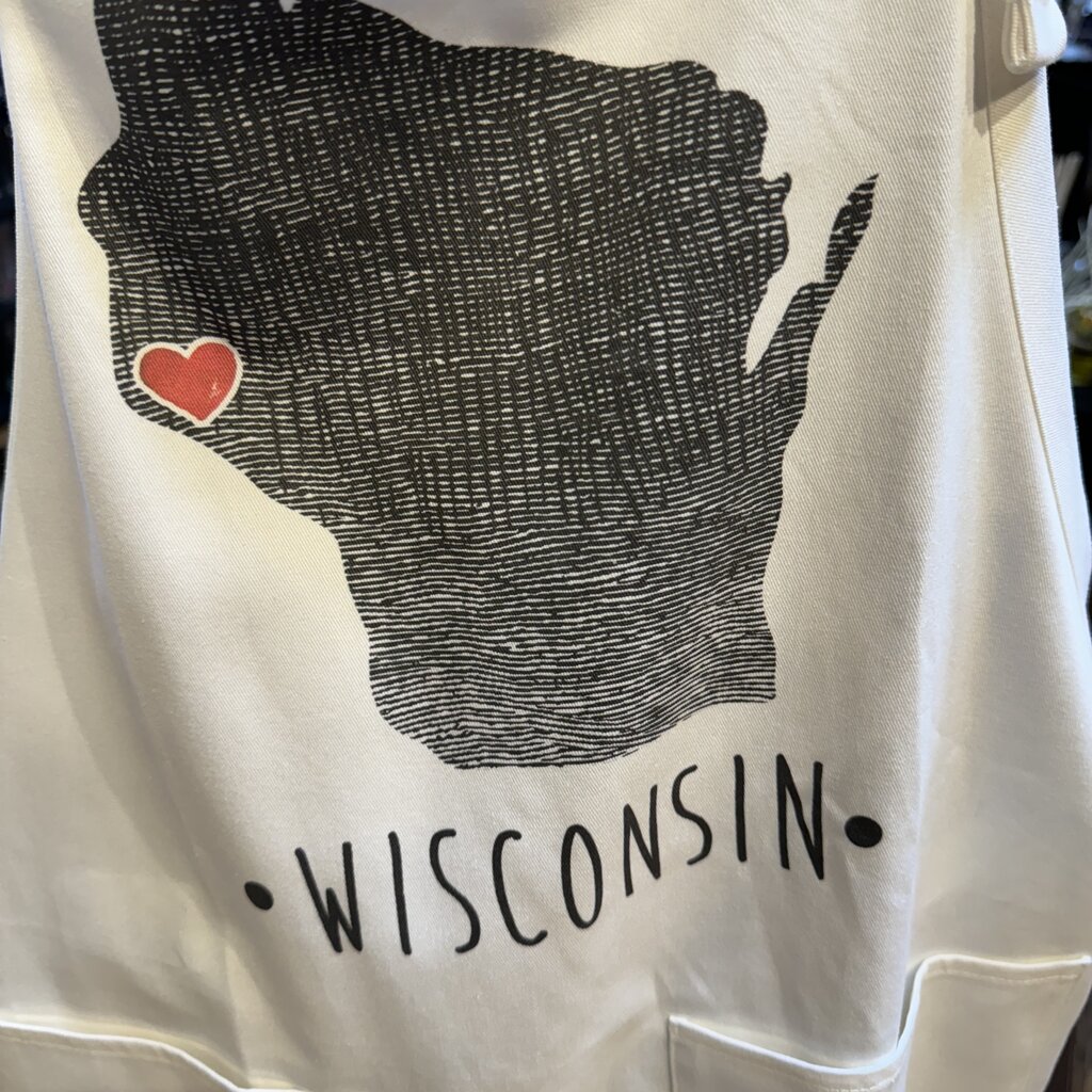White Wisconsin Heart Apron
