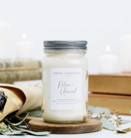 Large Mason Jar Candle - Smith & Co. Candles - Relax & Unwind