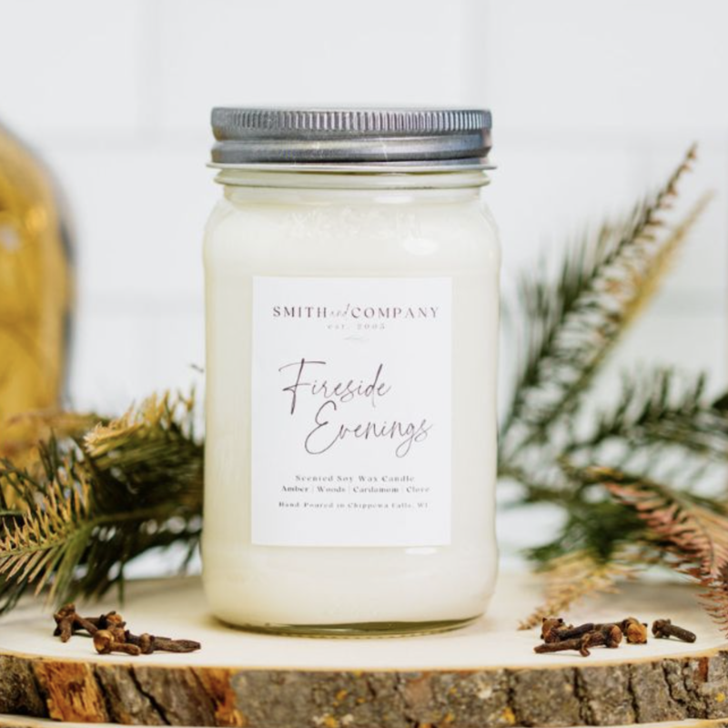 Large Mason Jar Candle - Smith & Co. Candles - Fireside Evenings